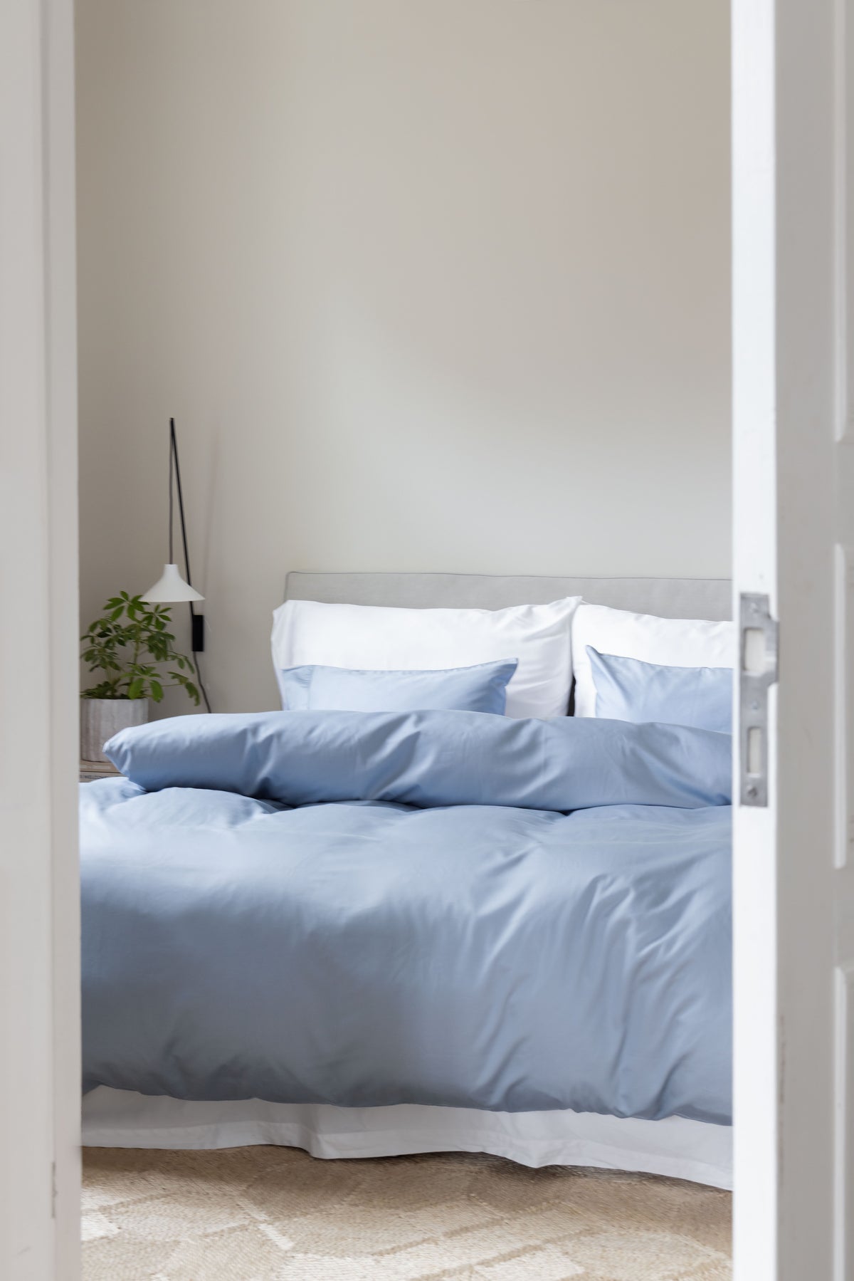 Tencel Blend Sengesett - himmelblå